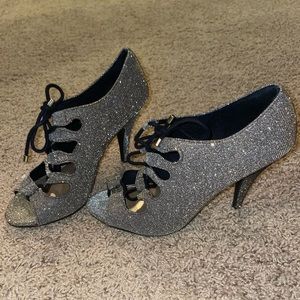 Silver and gold heels